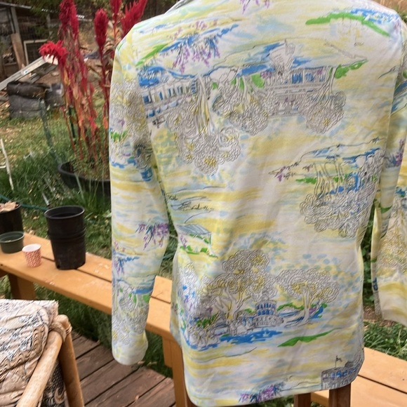 1970’s polyester women’s shirt with early 19th C sketch Tara Gone with the Wind - Picture 9 of 11